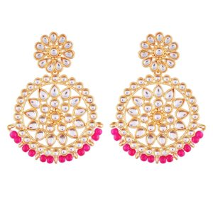 I Jewels Gold Plated Kundan Chandbali Earrings