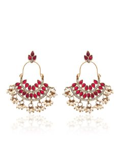 Zaveri Pearls Pearl Ruby Dangle & Drop Earrings For Women